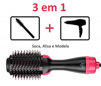 Escova para alisar cabelo 3 EM 1 – Seca, Modela e Alisa em instantes!